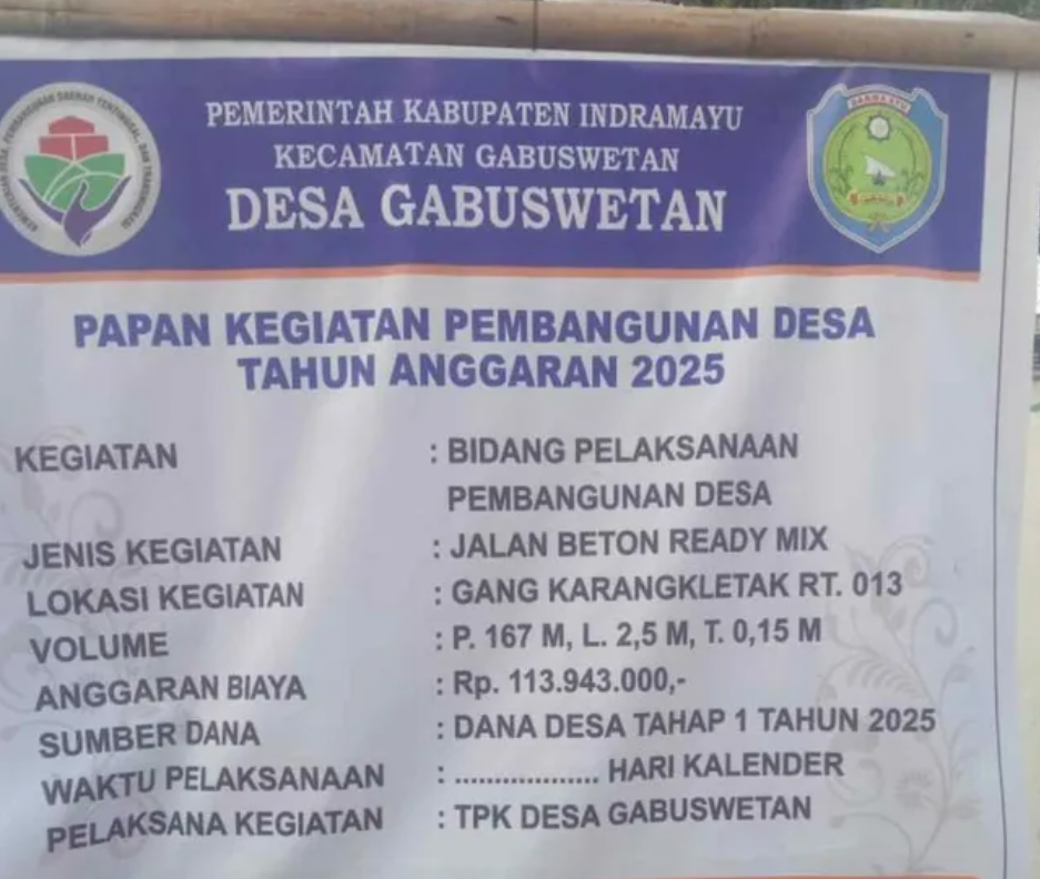 Realisasi Dana Desa Tahap I 2025 di Gabuswetan: Jalan Beton Ready Mix Jadi Kunci Kemajuan Desa?